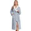 image:imageEkouaer Womens Robe Long Winter Plush Jacquard Bathrobe with Pockets SXXL  Jacquard fabric Color block Shawl collar Long length Plush Fuzzy Fluffy Fleece Thick Sleepwear Winter Lounge wearLight Blue