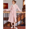 image:imageEkouaer Womens Robe Long Winter Plush Jacquard Bathrobe with Pockets SXXL  Jacquard fabric Color block Shawl collar Long length Plush Fuzzy Fluffy Fleece Thick Sleepwear Winter Lounge wearC Pink