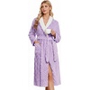 image:imageEkouaer Womens Robe Long Winter Plush Jacquard Bathrobe with Pockets SXXL  Jacquard fabric Color block Shawl collar Long length Plush Fuzzy Fluffy Fleece Thick Sleepwear Winter Lounge wearLight Purple