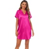 image:imageEkouaer Womens Satin Nightshirt Button Down Sleepshirt Silk Nightgown  Short Sleeve Night Gown Silky V Neck Sleepwear Night Shirts Plus Size Night Dress Casual Boyfriend Sleep Shirts S3XLRose Red