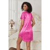 image:imageEkouaer Womens Satin Nightshirt Button Down Sleepshirt Silk Nightgown  Short Sleeve Night Gown Silky V Neck Sleepwear Night Shirts Plus Size Night Dress Casual Boyfriend Sleep Shirts S3XLLeopard