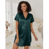 image:imageEkouaer Womens Satin Nightshirt Button Down Sleepshirt Silk Nightgown  Short Sleeve Night Gown Silky V Neck Sleepwear Night Shirts Plus Size Night Dress Casual Boyfriend Sleep Shirts S3XLGreen