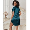 image:imageEkouaer Womens Satin Nightshirt Button Down Sleepshirt Silk Nightgown  Short Sleeve Night Gown Silky V Neck Sleepwear Night Shirts Plus Size Night Dress Casual Boyfriend Sleep Shirts S3XLBlue