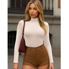 image:imageEkouaer Womens Turtleneck Shirts Long Sleeve Lightweight Fitted Thermal  Mock Neck Soft Base Layer Tops Underwear Stretchy Fit Buttery Soft Undershirts Fashion Winter ClothesOffwhite