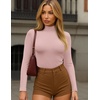 image:imageEkouaer Womens Turtleneck Shirts Long Sleeve Lightweight Fitted Thermal  Mock Neck Soft Base Layer Tops Underwear Stretchy Fit Buttery Soft Undershirts Fashion Winter ClothesDirty Pink