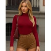 image:imageEkouaer Womens Turtleneck Shirts Long Sleeve Lightweight Fitted Thermal  Mock Neck Soft Base Layer Tops Underwear Stretchy Fit Buttery Soft Undershirts Fashion Winter ClothesRed