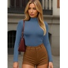 image:imageEkouaer Womens Turtleneck Shirts Long Sleeve Lightweight Fitted Thermal  Mock Neck Soft Base Layer Tops Underwear Stretchy Fit Buttery Soft Undershirts Fashion Winter ClothesHaze Blue
