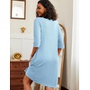image:imageEkouaer Zipper Robes for Women 34 Sleeve Waffle Knit Bathrobe Lightweight Short Housecoat with Pockets Soft LoungewearClear Blue