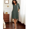 image:imageEkouaer Zipper Robes for Women 34 Sleeve Waffle Knit Bathrobe Lightweight Short Housecoat with Pockets Soft LoungewearDark Green