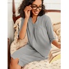 image:imageEkouaer Zipper Robes for Women 34 Sleeve Waffle Knit Bathrobe Lightweight Short Housecoat with Pockets Soft LoungewearLight Gray