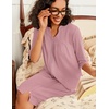 image:imageEkouaer Zipper Robes for Women 34 Sleeve Waffle Knit Bathrobe Lightweight Short Housecoat with Pockets Soft LoungewearMauve
