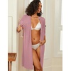 image:imageEkouaer Zipper Robes for Women 34 Sleeve Waffle Knit Bathrobe Lightweight Short Housecoat with Pockets Soft LoungewearMauve