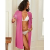 image:imageEkouaer Zipper Robes for Women 34 Sleeve Waffle Knit Bathrobe Lightweight Short Housecoat with Pockets Soft LoungewearPeach