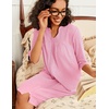 image:imageEkouaer Zipper Robes for Women 34 Sleeve Waffle Knit Bathrobe Lightweight Short Housecoat with Pockets Soft LoungewearPink