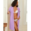 image:imageEkouaer Zipper Robes for Women 34 Sleeve Waffle Knit Bathrobe Lightweight Short Housecoat with Pockets Soft LoungewearPurple