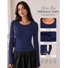 image:imageLong Sleeve Shirts for Women Micro Fleece Thermal Underwear Tops Fitted Tee  Lightweight Going Out TeesBasic Warm UndershirtsFitted Fall TShirtsSoft Crew Neck OutfitsCompression Casual TeesNavy Blue