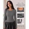 image:imageLong Sleeve Shirts for Women Micro Fleece Thermal Underwear Tops Fitted Tee  Lightweight Going Out TeesBasic Warm UndershirtsFitted Fall TShirtsSoft Crew Neck OutfitsCompression Casual TeesDark Grey