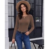 image:imageLong Sleeve Shirts for Women Micro Fleece Thermal Underwear Tops Fitted Tee  Lightweight Going Out TeesBasic Warm UndershirtsFitted Fall TShirtsSoft Crew Neck OutfitsCompression Casual TeesBrown