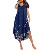 image:imageEkouaer Long Nightgowns for Women V Neck Moo Moos House Dress with Pockets  Short Sleeve Sleep Shirt Side Split Night Shirt Plus Size Lounge Dress Pullover Sleepwear Sleep Casual Daily Wear HomeBlue Flower