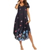 image:imageEkouaer Long Nightgowns for Women V Neck Moo Moos House Dress with Pockets  Short Sleeve Sleep Shirt Side Split Night Shirt Plus Size Lounge Dress Pullover Sleepwear Sleep Casual Daily Wear HomeFlower Butterfly