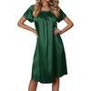 image:imageEkouaer Nightgown for Women Satin Silk Night Gown Loose Plus Size Sleepwear  Satin Silk Sleep Dress Loose Lounge Dress Short Sleeve Night Shirt Long Loungewear with bow for Wedding Party Sleep Home