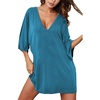 image:imageEkouaer Nightgowns for Women Deep V Neck Sleep Shirt Oversized Night Shirt  Short Sleeve Sleep Dress Plus Size Sleepwear Sexy Boyfriend Loungewear Ladies Soft Night Dress Home Daily Wear SeasideBlue Green