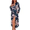 image:imageEkouaer Satin Robes for Women Long Sleeve Silk Bathrobe Soft Lightweight Full Length Sleepwear Bridesmaid Wedding Party RobesBlack Pink Floral