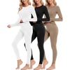 image:imageEkouaer Thermal Underwear for Women Long Johns Base Layer Winter Clothes  Fleece Lined Long Sleeve Top amp Leggings Lounge Set for Cold Weather Heat Retention For Skiing Outdoor Cozy LoungewearZ  Black  White  Khaki 3 Sets