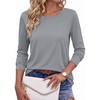 image:imageEkouaer Womens Casual Shirts Long Sleeve Tops Thermal Tshirts Fall Clothes  Crewneck Breathable Comfort Lightweight Workout Basic Tees Solid or Graphic Tshirts 2026 Fashion OutfitLight Grey