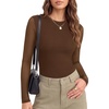 image:imageEkouaer Womens Mesh Long Sleeve Tops Fall Fashion Crew Neck Slim Fit Shirts  Floral Pattern Sheer Tulle See Though Tees Going Out Clothes Super Stretchy Outfits Thermal Tops Night Out UnderscurbsBrown