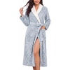 image:imageEkouaer Womens Robe Long Winter Plush Jacquard Bathrobe with Pockets SXXL  Jacquard fabric Color block Shawl collar Long length Plush Fuzzy Fluffy Fleece Thick Sleepwear Winter Lounge wearLight Blue
