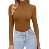 image:imageEkouaer Womens Turtleneck Shirts Long Sleeve Lightweight Fitted Thermal  Mock Neck Soft Base Layer Tops Underwear Stretchy Fit Buttery Soft Undershirts Fashion Winter ClothesLight Brown