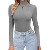 image:imageEkouaer Womens Turtleneck Shirts Long Sleeve Lightweight Fitted Thermal  Mock Neck Soft Base Layer Tops Underwear Stretchy Fit Buttery Soft Undershirts Fashion Winter ClothesLight Grey