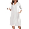 image:imageEkouaer Zipper Robes for Women 34 Sleeve Waffle Knit Bathrobe Lightweight Short Housecoat with Pockets Soft LoungewearWhite