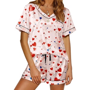 image:imageEkouaer Silk Pajama for Women Short Sleeve Satin Pj Set Two Piece XSXXL  loungewear or daily wearValentines Day Bridal Party Honeymoon Vacation and Anniversaries Gift walkingenjoying coffeeLove Rose