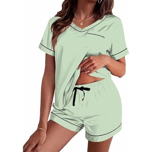 image:imageEkouaer Silk Pajama for Women Short Sleeve Satin Pj Set Two Piece XSXXL  loungewear or daily wearValentines Day Bridal Party Honeymoon Vacation and Anniversaries Gift walkingenjoying coffeeLight Green