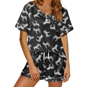 image:imageEkouaer Silk Pajama for Women Short Sleeve Satin Pj Set Two Piece XSXXL  loungewear or daily wearValentines Day Bridal Party Honeymoon Vacation and Anniversaries Gift walkingenjoying coffeeZebra