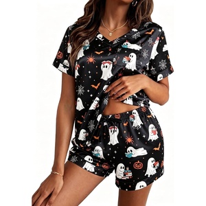 image:imageEkouaer Silk Pajama for Women Short Sleeve Satin Pj Set Two Piece XSXXL  loungewear or daily wearValentines Day Bridal Party Honeymoon Vacation and Anniversaries Gift walkingenjoying coffeeGhost
