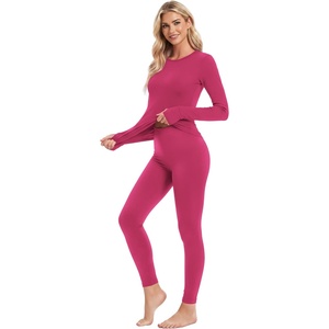 image:imageEkouaer Thermal Underwear for Women Long Johns Base Layer Winter Clothes  Fleece Lined Long Sleeve Top amp Leggings Lounge Set for Cold Weather Heat Retention For Skiing Outdoor Cozy LoungewearRose Red