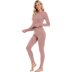 image:imageEkouaer Thermal Underwear for Women Long Johns Base Layer Winter Clothes  Fleece Lined Long Sleeve Top amp Leggings Lounge Set for Cold Weather Heat Retention For Skiing Outdoor Cozy LoungewearPink