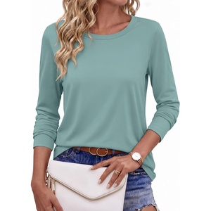 image:imageEkouaer Womens Casual Shirts Long Sleeve Tops Thermal Tshirts Fall Clothes  Crewneck Breathable Comfort Lightweight Workout Basic Tees Solid or Graphic Tshirts 2026 Fashion OutfitCadet Blue