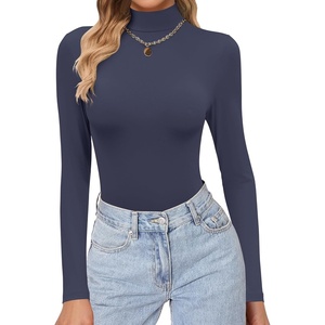 image:imageEkouaer Womens Turtleneck Shirts Long Sleeve Lightweight Fitted Thermal  Mock Neck Soft Base Layer Tops Underwear Stretchy Fit Buttery Soft Undershirts Fashion Winter ClothesNavy Blue