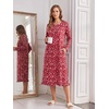 image:imageEkouaer 2 Pack Womens Long Sleeve Nightgown with Pockets Mumu DressesBlack ButterflyRed Floral
