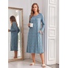 image:imageEkouaer 2 Pack Womens Long Sleeve Nightgown with Pockets Mumu DressesBlue FloralBlue Green Floral