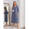 image:imageEkouaer 2 Pack Womens Long Sleeve Nightgown with Pockets Mumu DressesDark Blue FloralBrown Floral