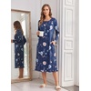 image:imageEkouaer 2 Pack Womens Long Sleeve Nightgown with Pockets Mumu DressesNavy Blue FloralBlack Floral