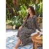image:imageEkouaer 2 Pack Womens Long Sleeve Nightgown with Pockets Mumu DressesNavy Blue FloralBlack Floral