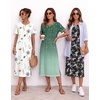 image:imageEkouaer 3 Pack Long Nightgowns for Women Split Hem SleepshirtBlack FloralGreen VineWhite Floral