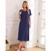 image:imageEkouaer 3 Pack Long Nightgowns for Women Split Hem SleepshirtBlackGreyBlue