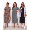 image:imageEkouaer 3 Pack Long Nightgowns for Women Split Hem SleepshirtBlackGreyLeopard